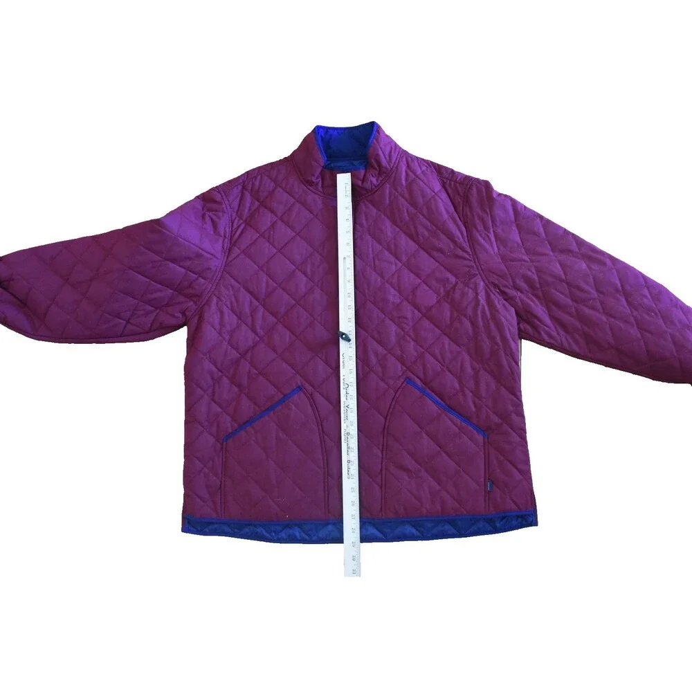 Crown & Ivy Quilted Maroon Jacket Coat with Navy Accents Size XXL Barn Chore